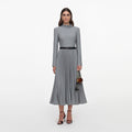 Grey Check Pleated Midi Dress