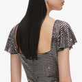 Grey Rhinestone Mesh Mini Dress