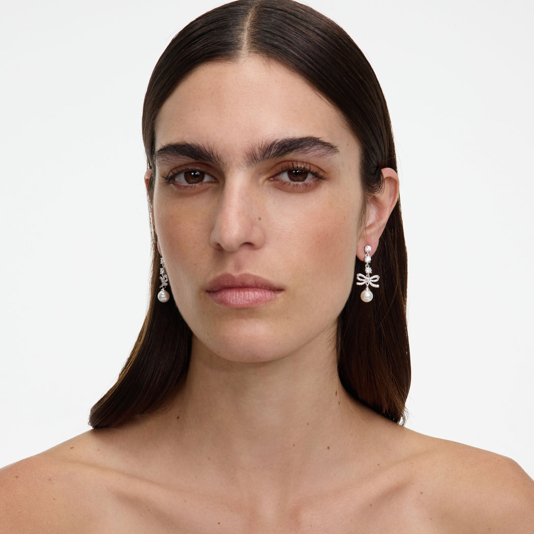 Bow Crystal Charm Earring