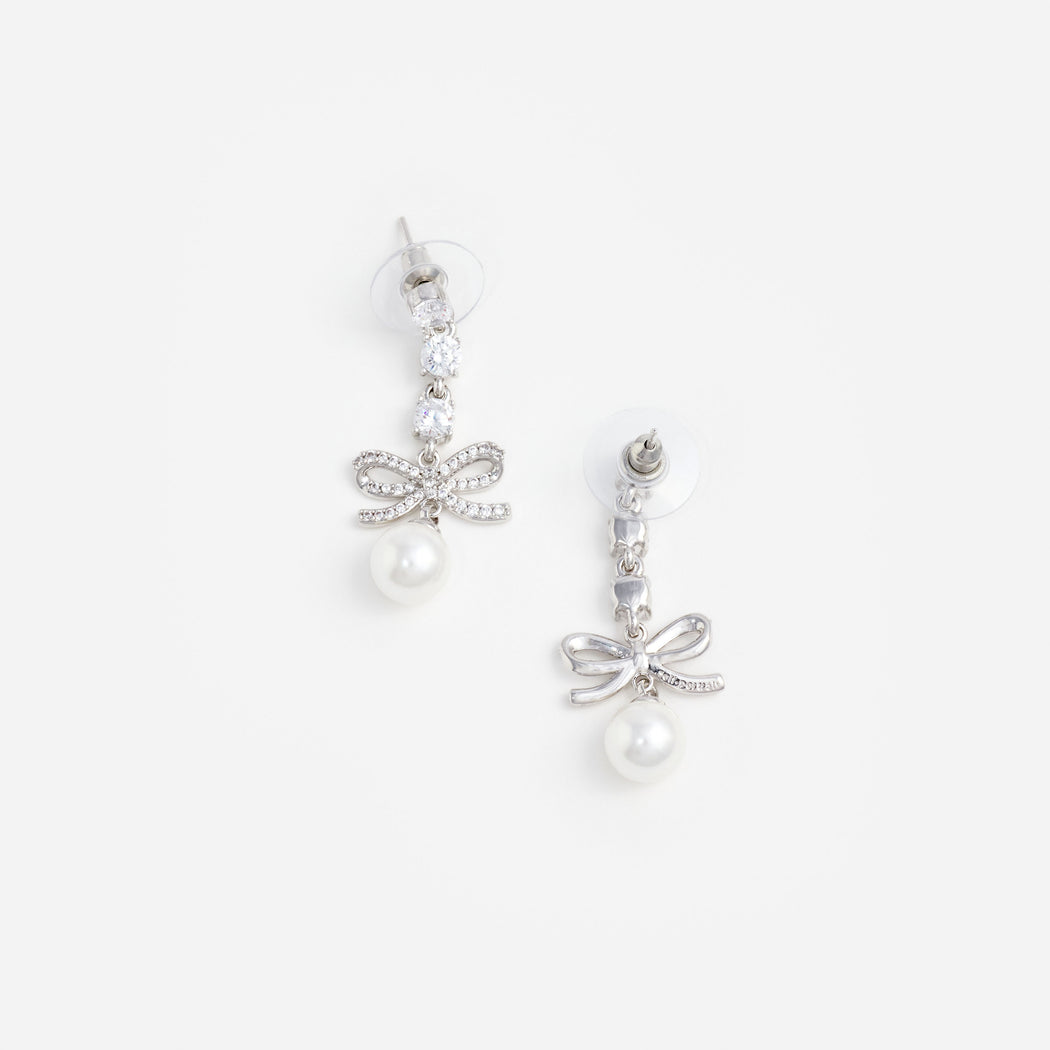 Bow Crystal Charm Earring
