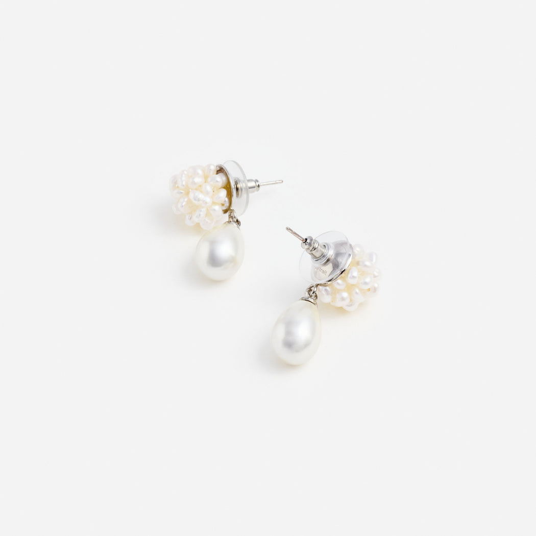 Pearl Cluster Droplet Earring