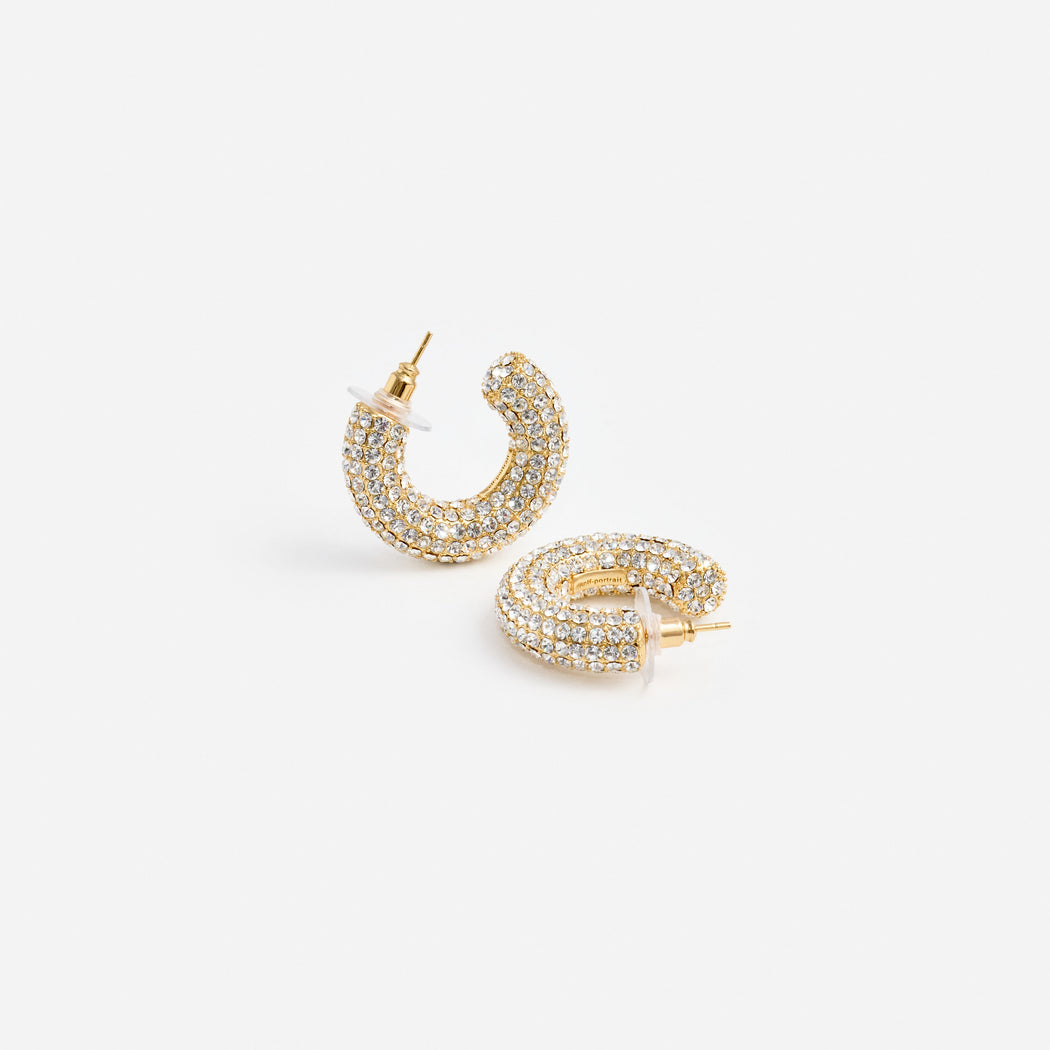 Gold Crystal Hoop Earring