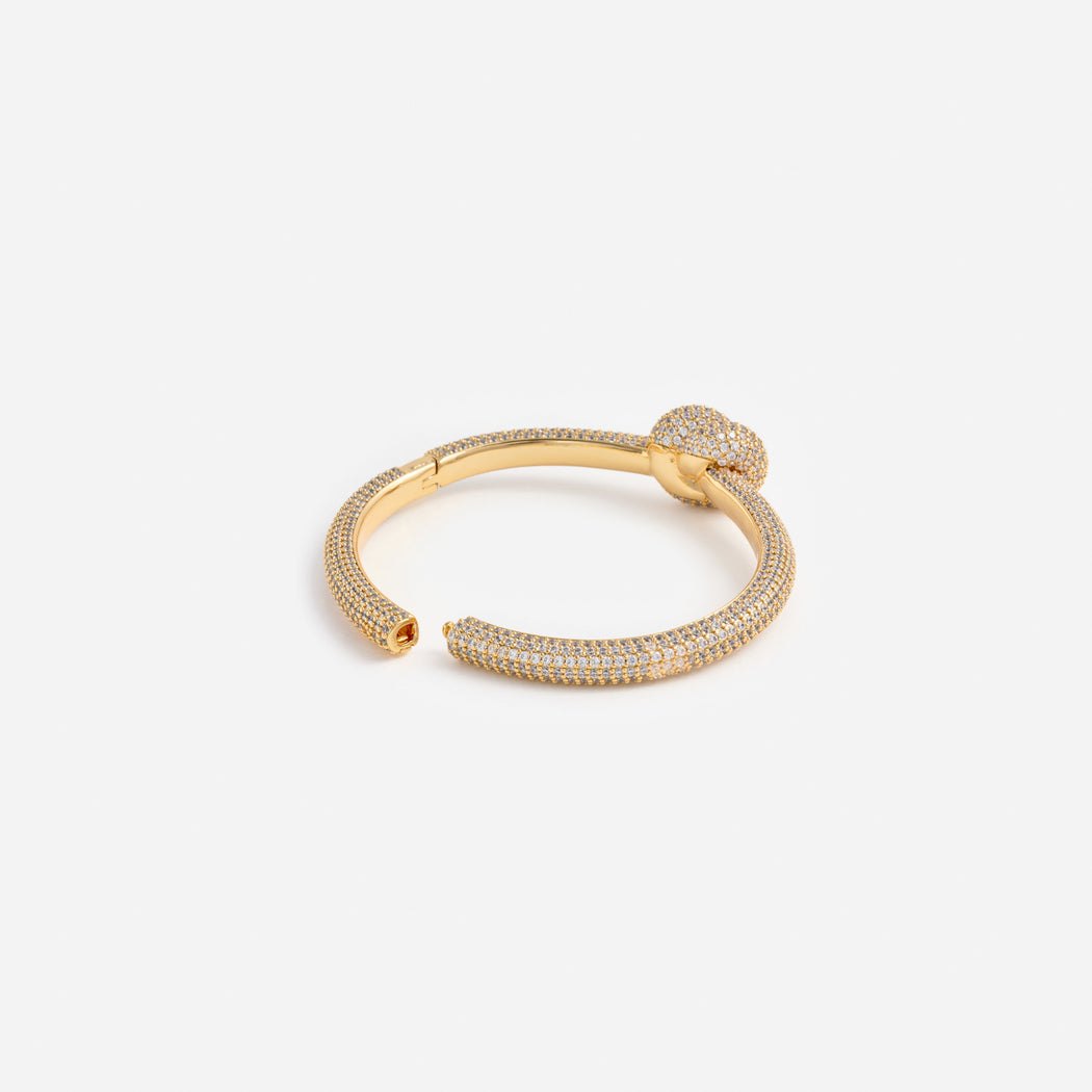 Gold Crystal Knot Bangle