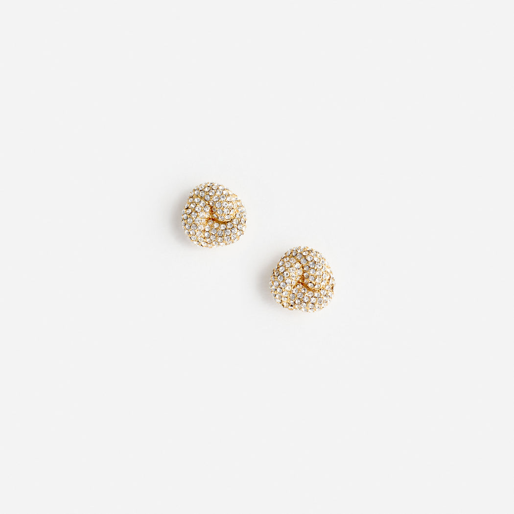 Small Gold Crystal Knot Earring