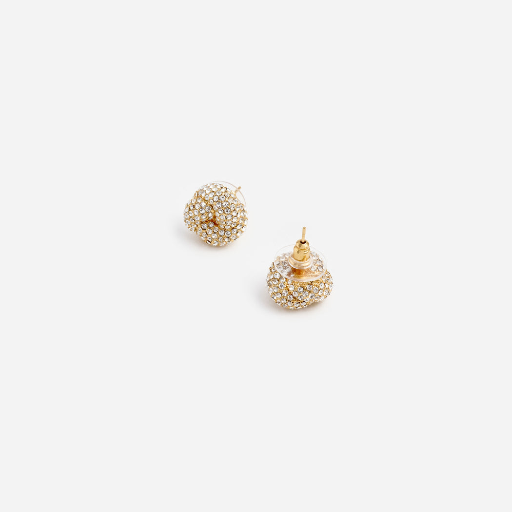 Small Gold Crystal Knot Earring
