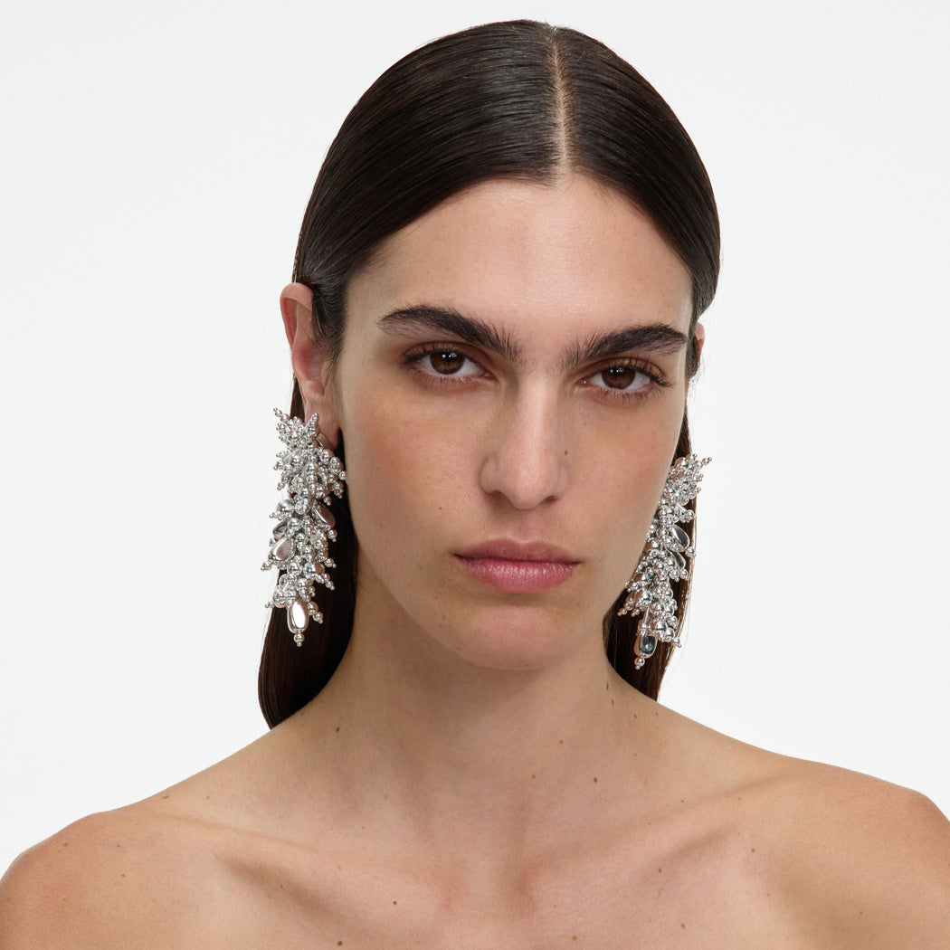 Silver Beaded Dangle Earring