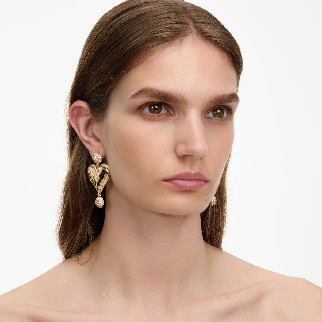 Mottled Gold Heart Crystal Earring