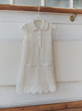 Cream Knit Flower Trim Dress