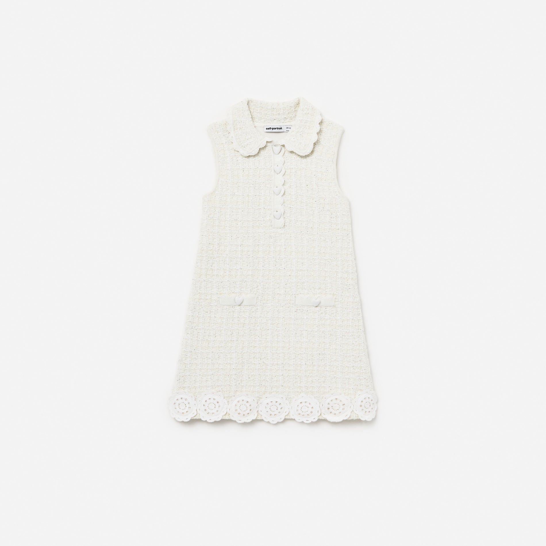 Cream Knit Flower Trim Dress