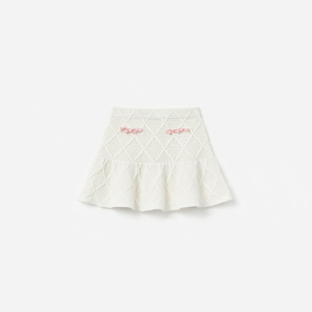 Cream Diamond Knit Skirt
