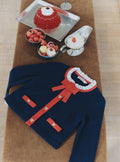 Navy Wool Frill Knit Cardigan