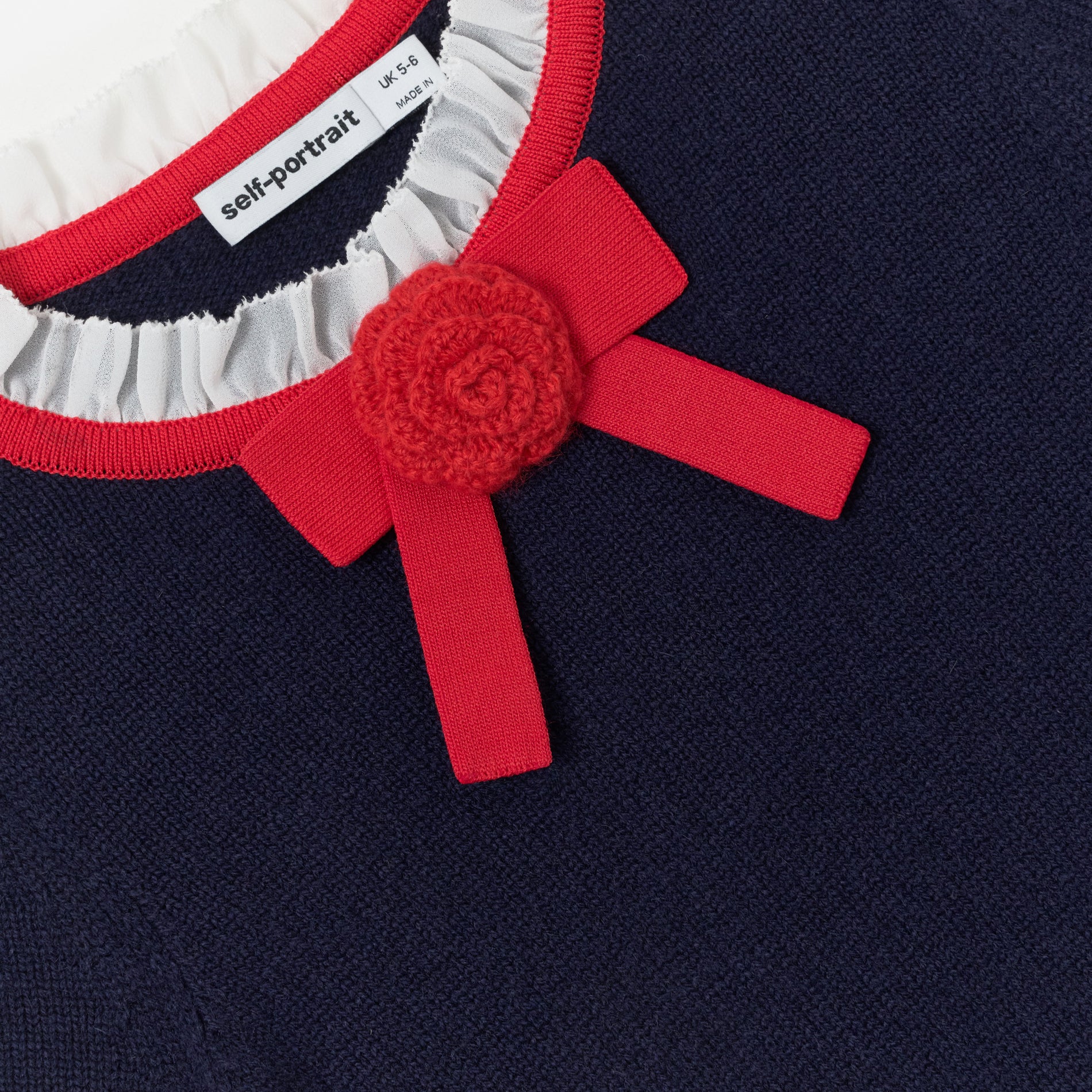 Navy Wool Frill Knit Dress