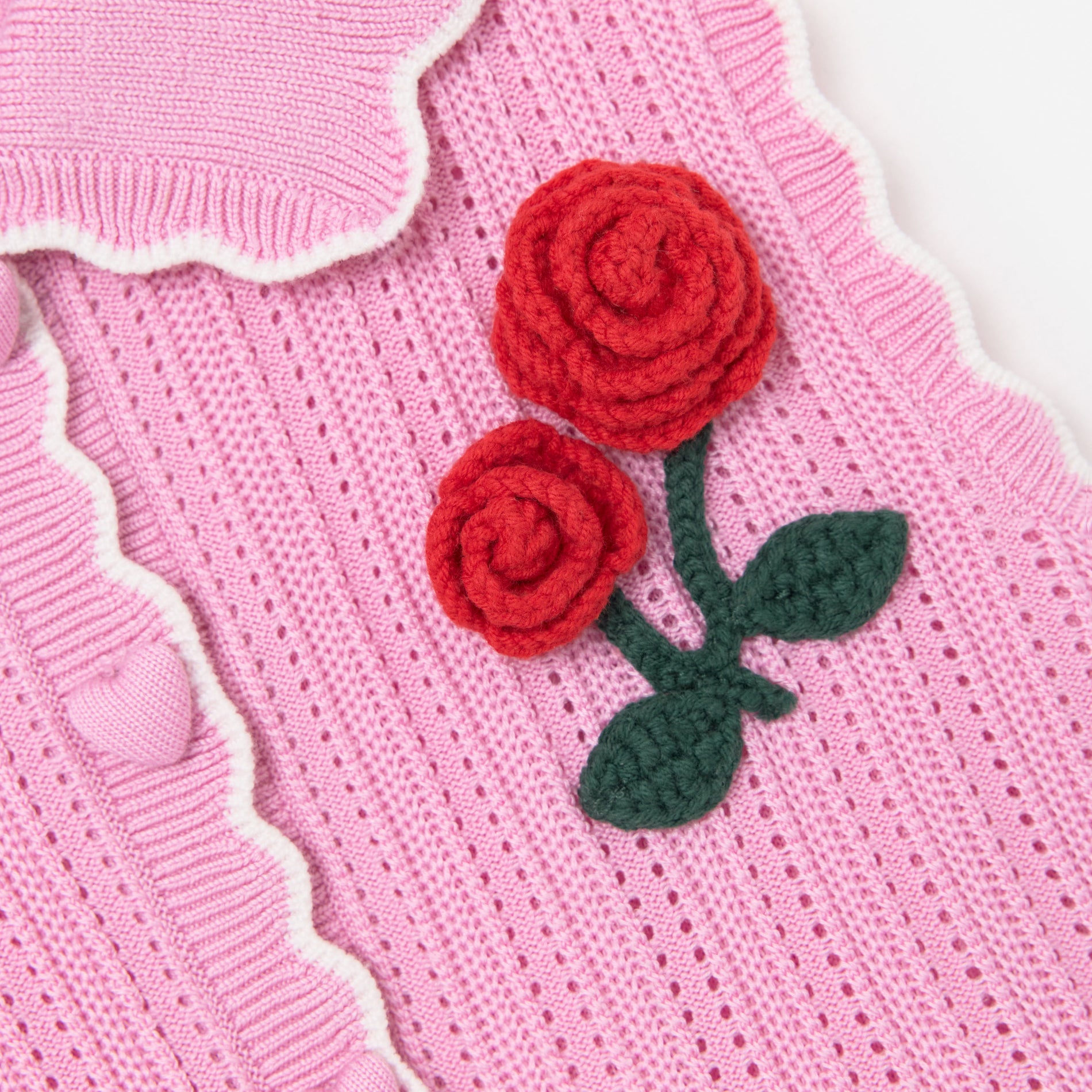 Pink Tiered Pointelle Knit Dress