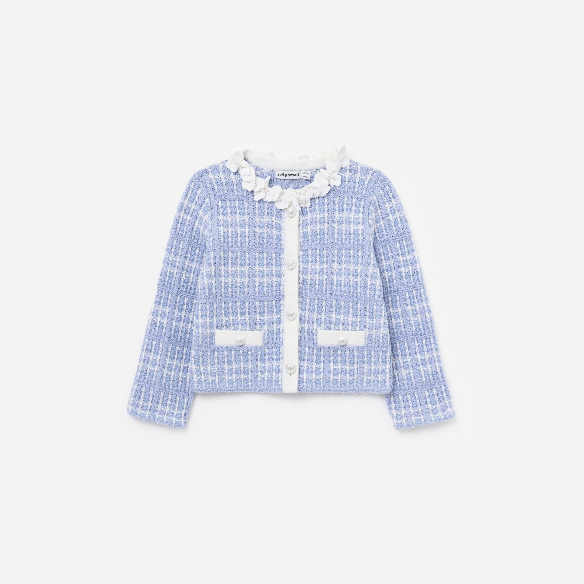 Blue Check Knit Cardigan