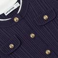 Navy Knit Taffeta Dress