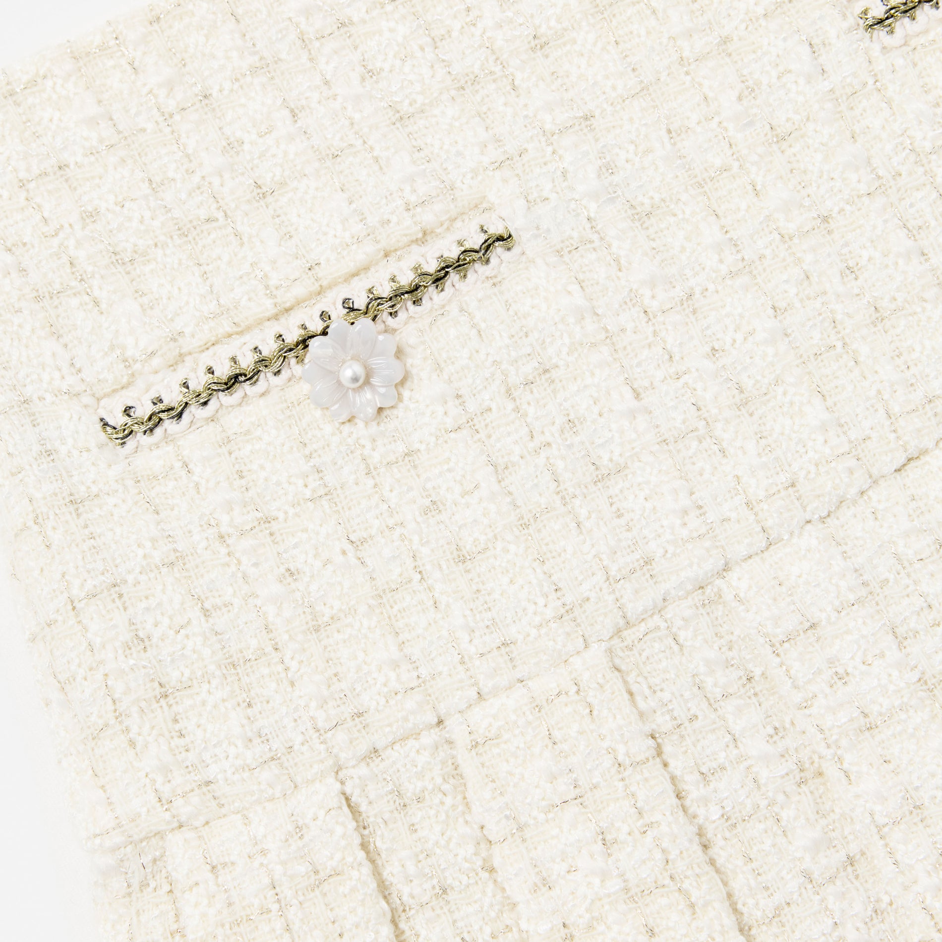 Cream Boucle Pleated Skirt