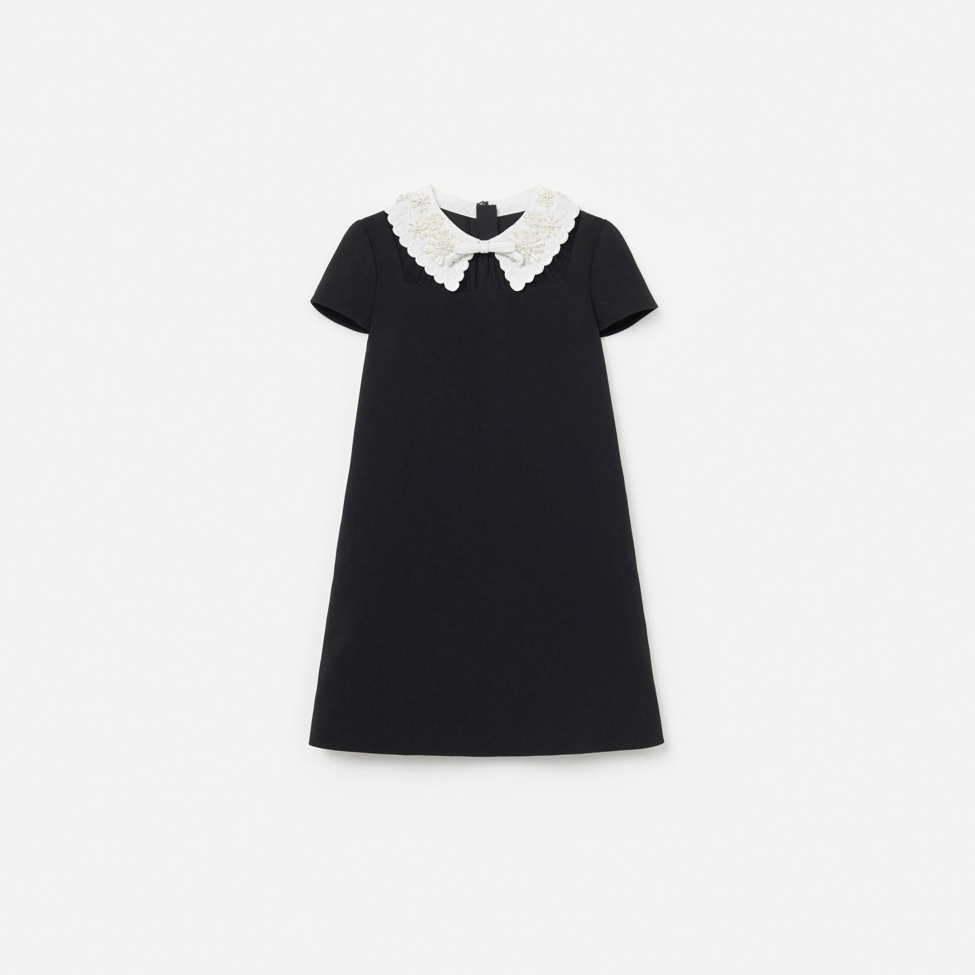 Black Crepe Bow Collar Dress