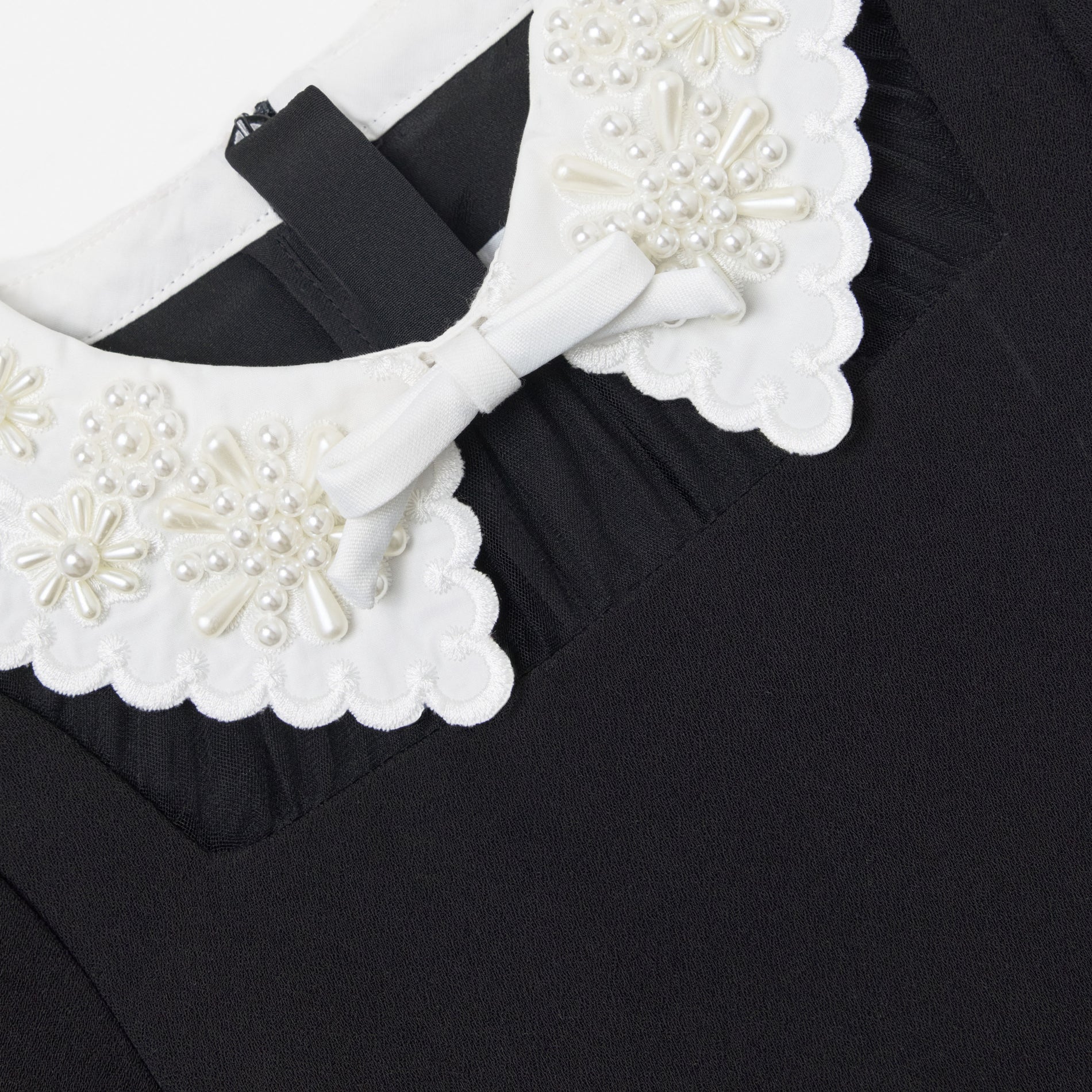 Black Crepe Bow Collar Dress