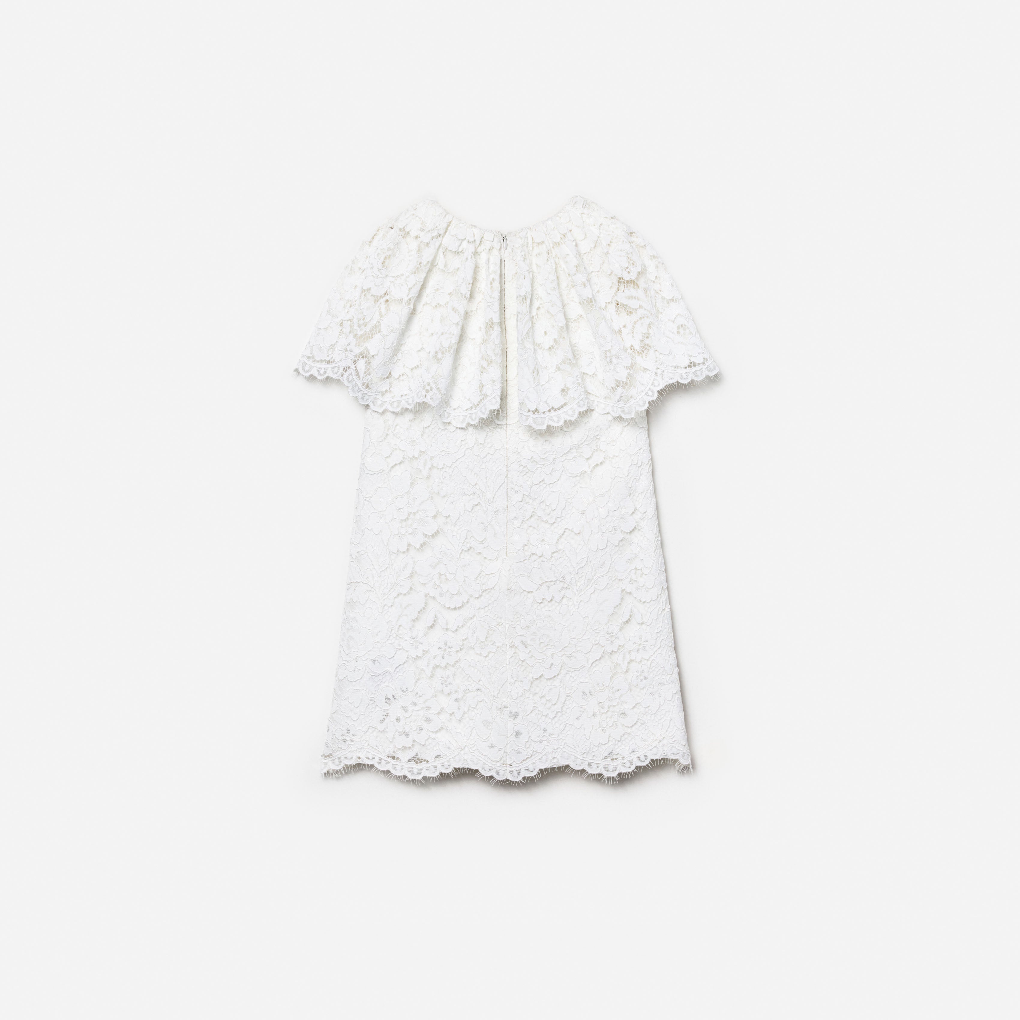 White Floral Lace Cape Dress