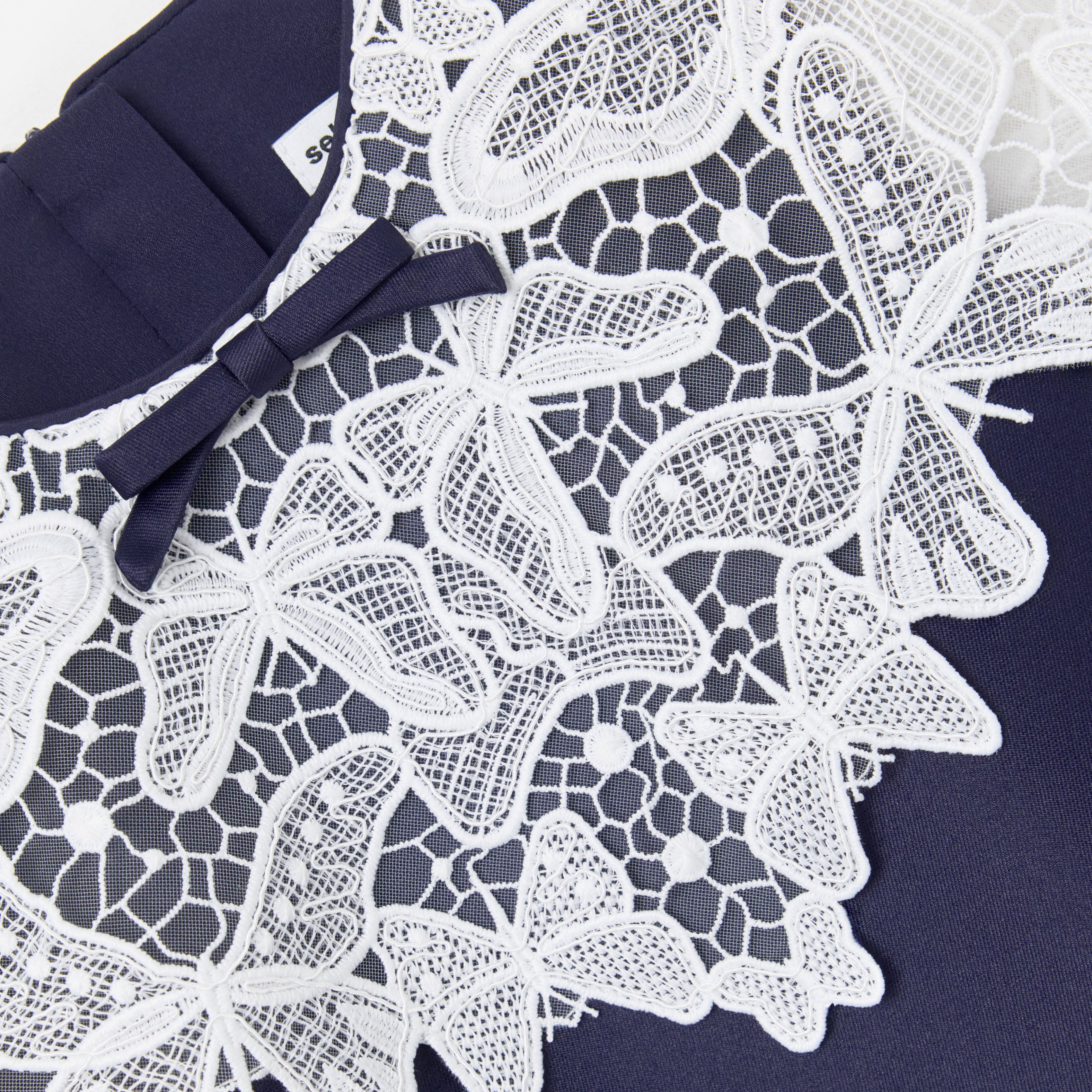 Navy Taffeta Butterfly Lace Dress