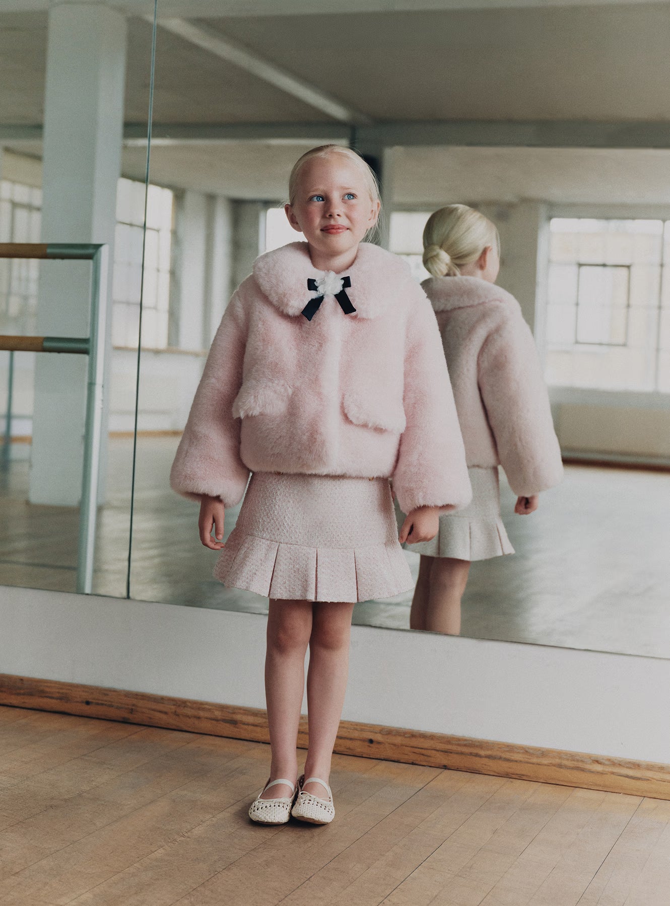 Pink Faux Fur Bow Jacket