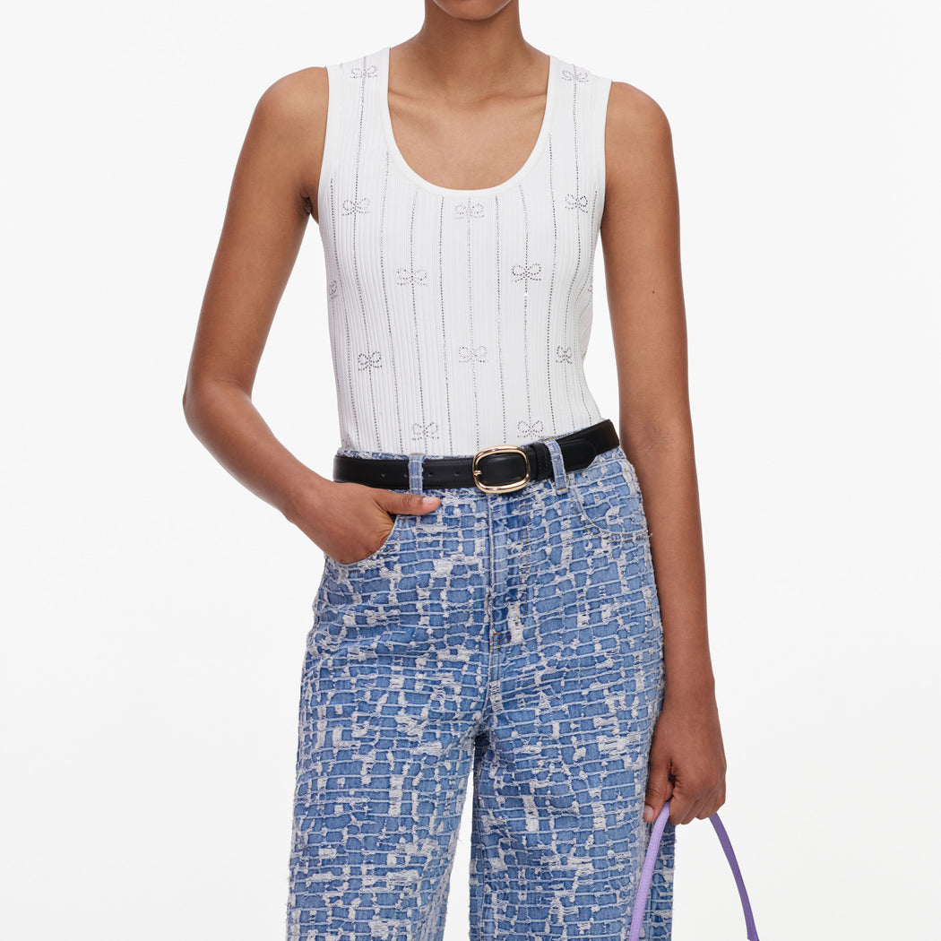 Blue Textured Denim Jeans