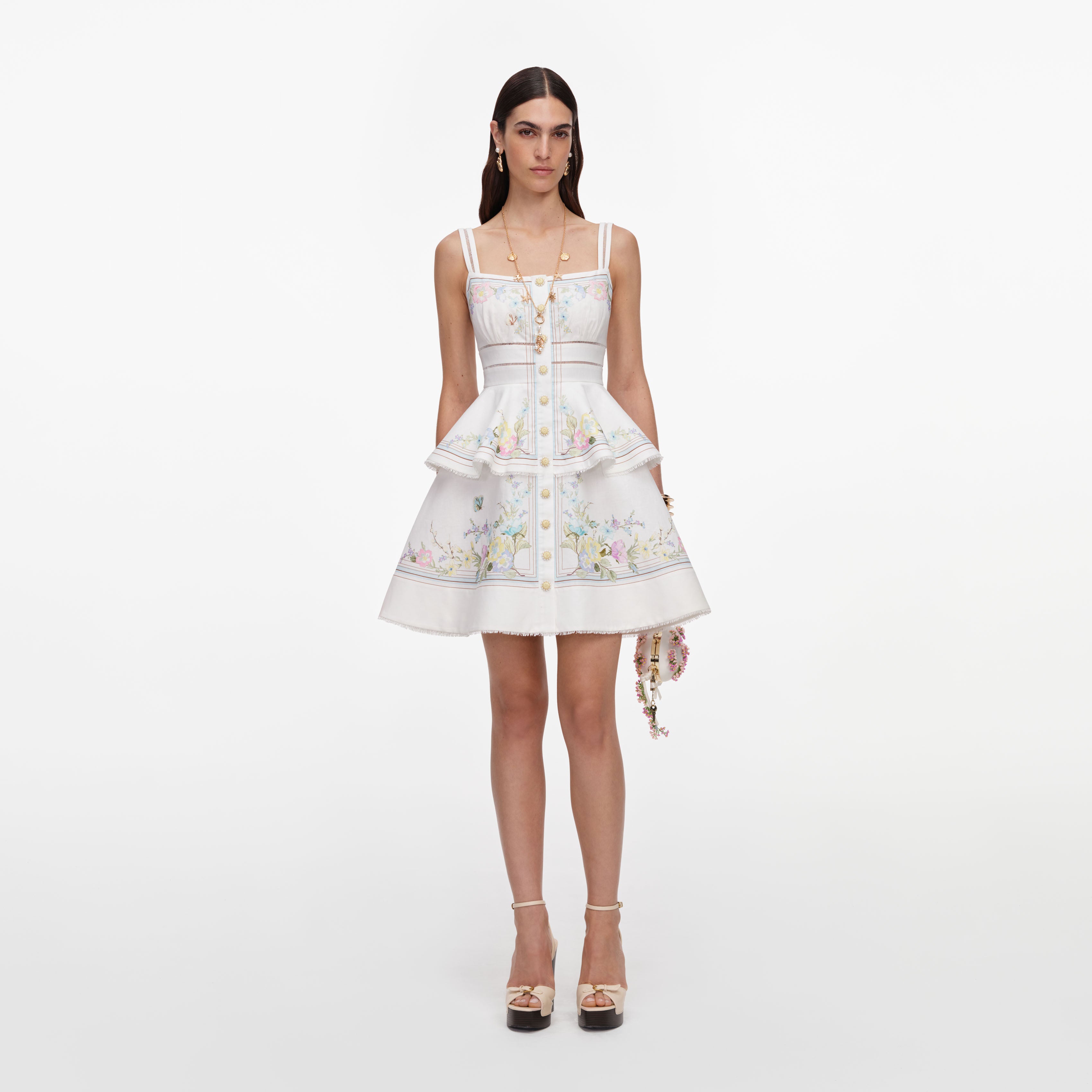 self portrait white mini dress Floral Linen Blend Peplum – self-portrait ProductCode:ZZSR0219 0020 01 Azazie Lucianna Burgundy A-Line sultry lace panelling and Color:Mist Blue
