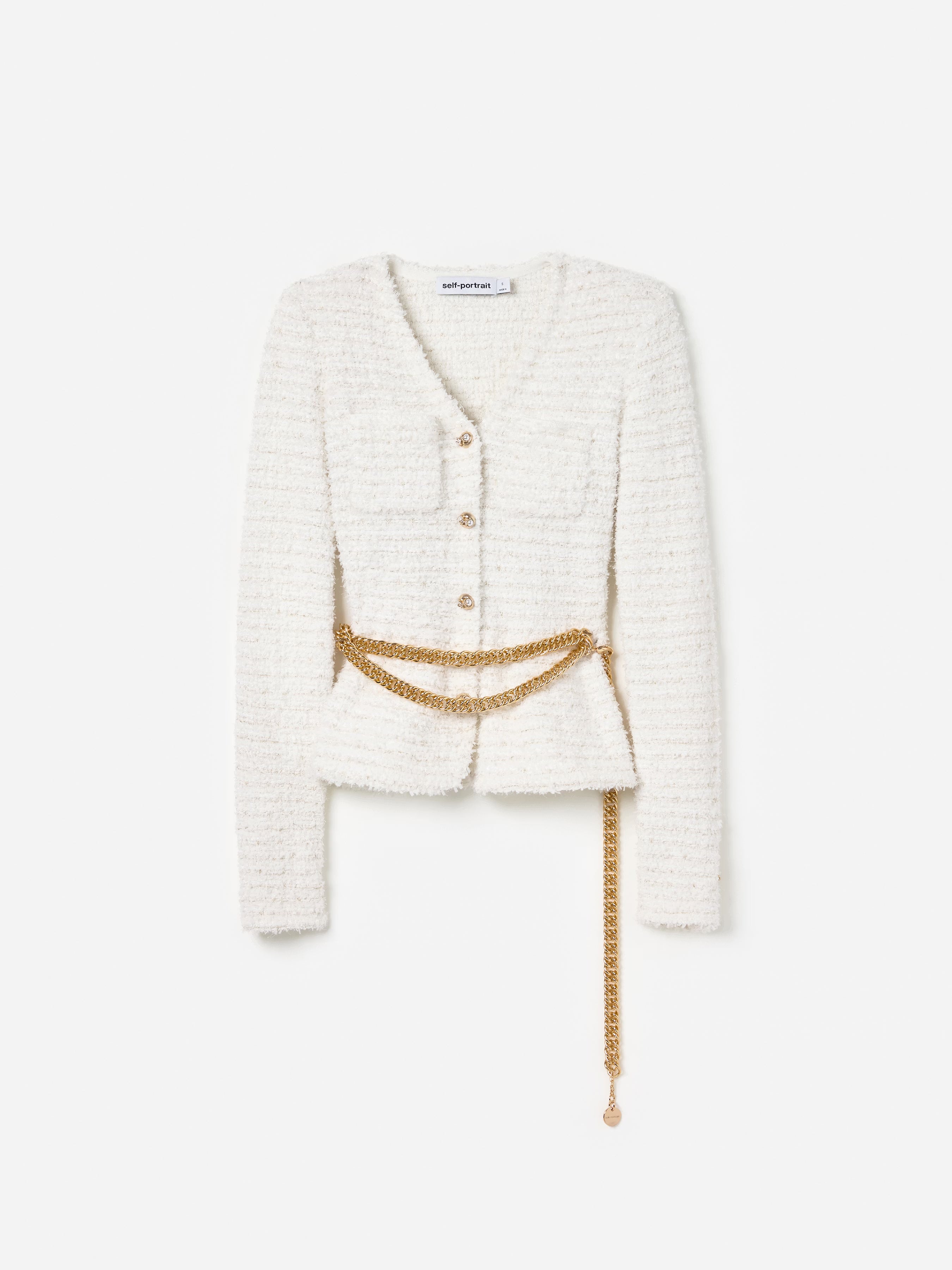 Cream Textured Knit Cardigan