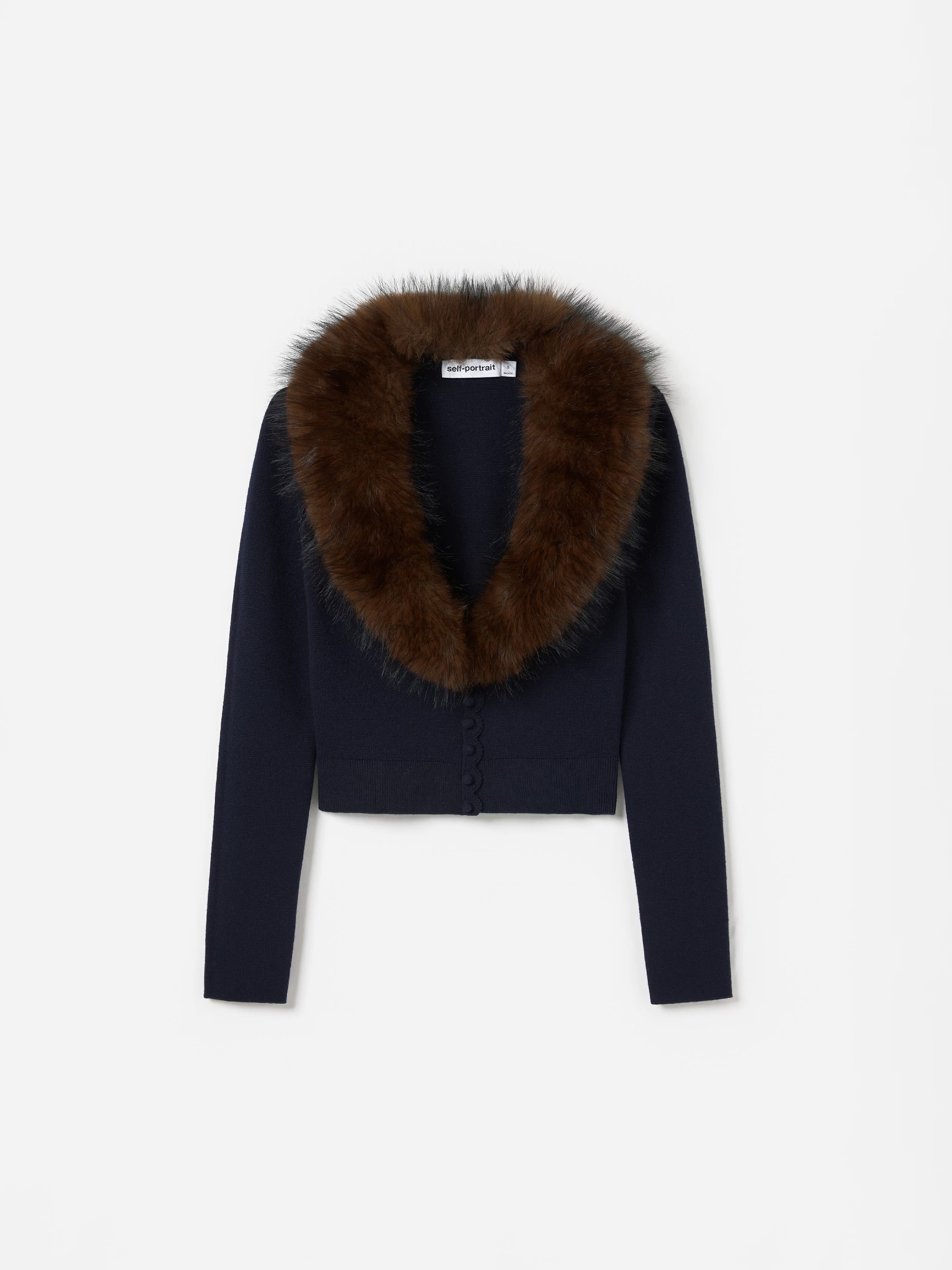 Navy Wool Fur Trim Jacket