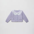 라일락 니트 레이스 칼라 카디건