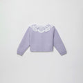 라일락 니트 레이스 칼라 카디건