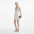 Cream Satin Diamante Bralette Mini Dress