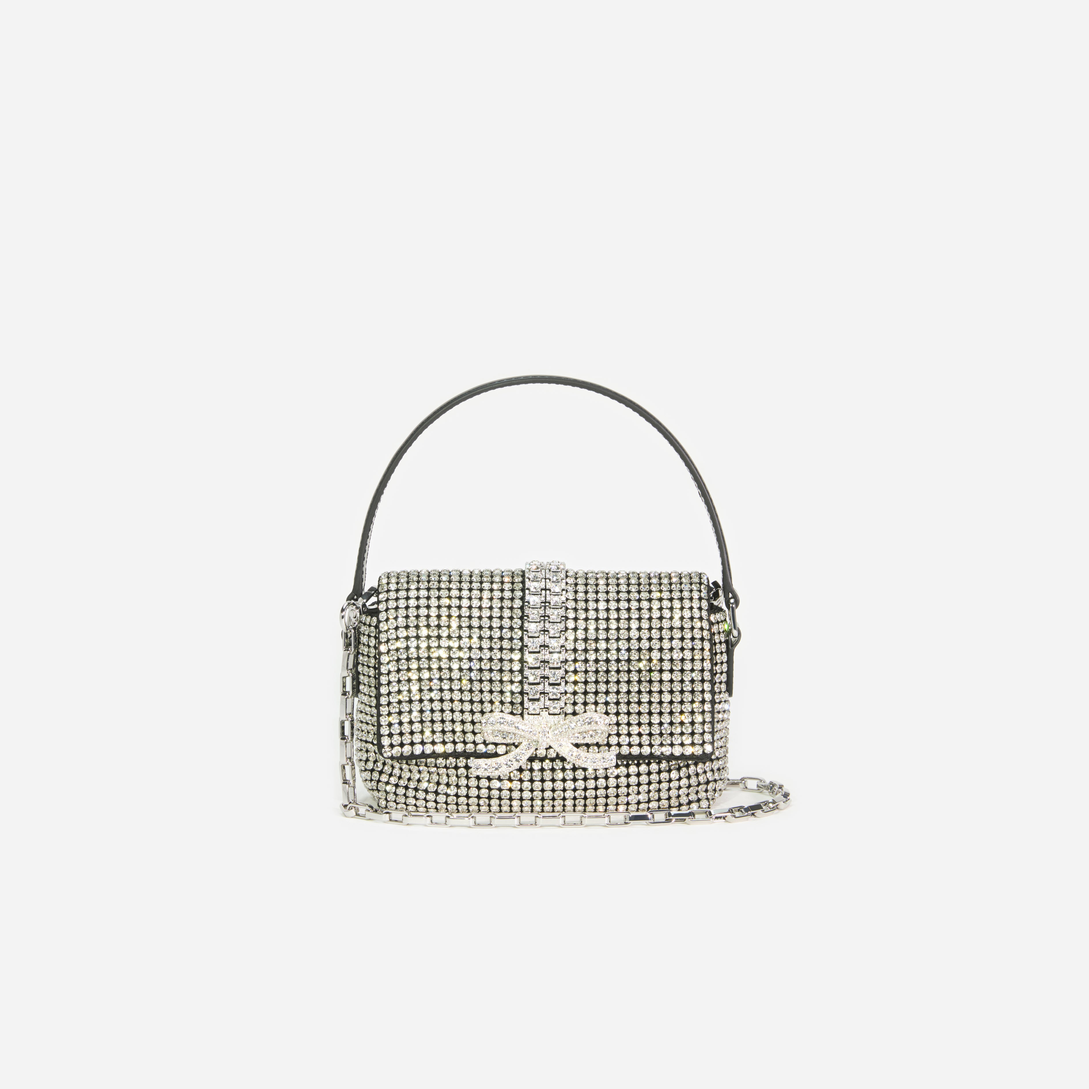 Silver Rhinestone Chainmail Micro Bag