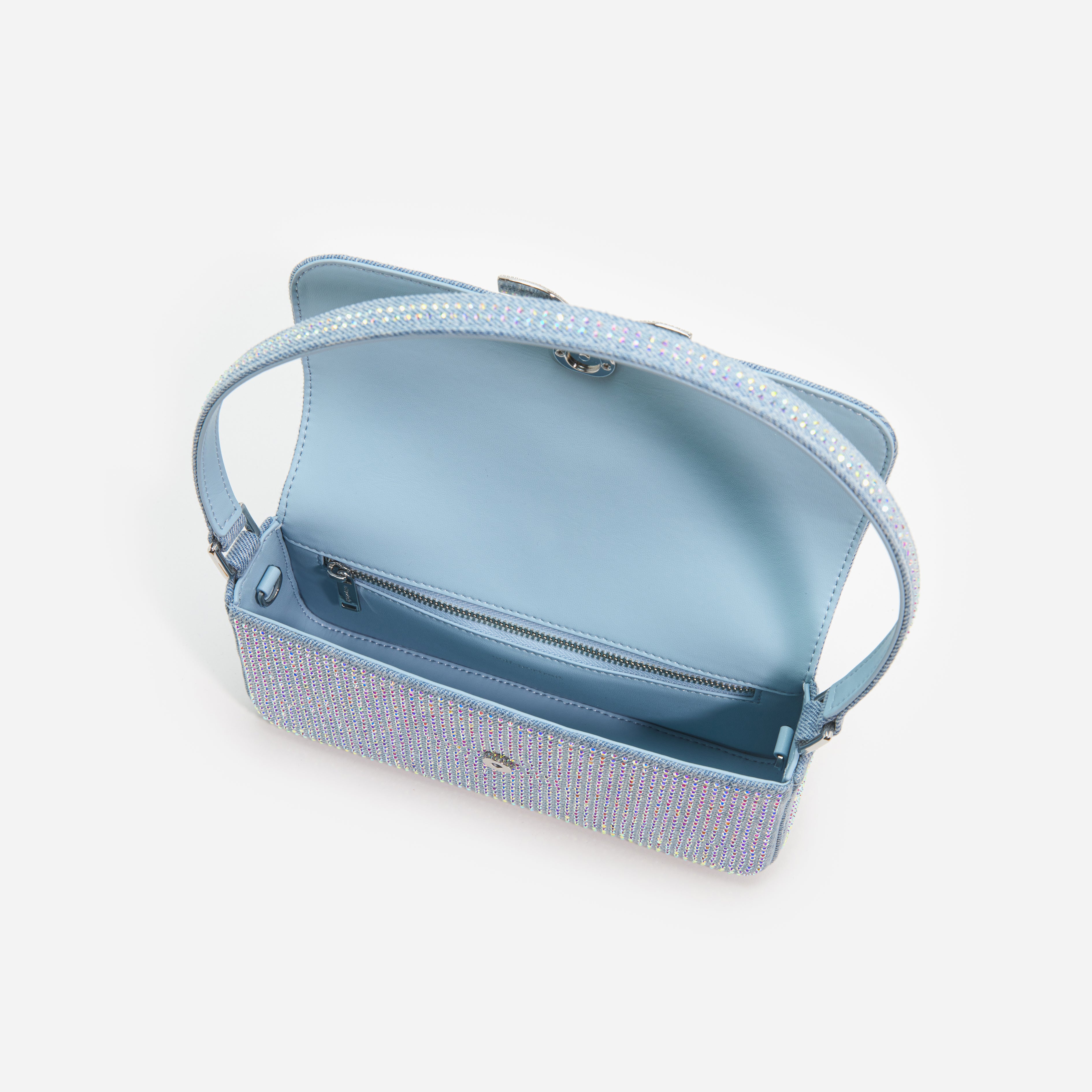 Blue Rhinestone Denim Shoulder Bag