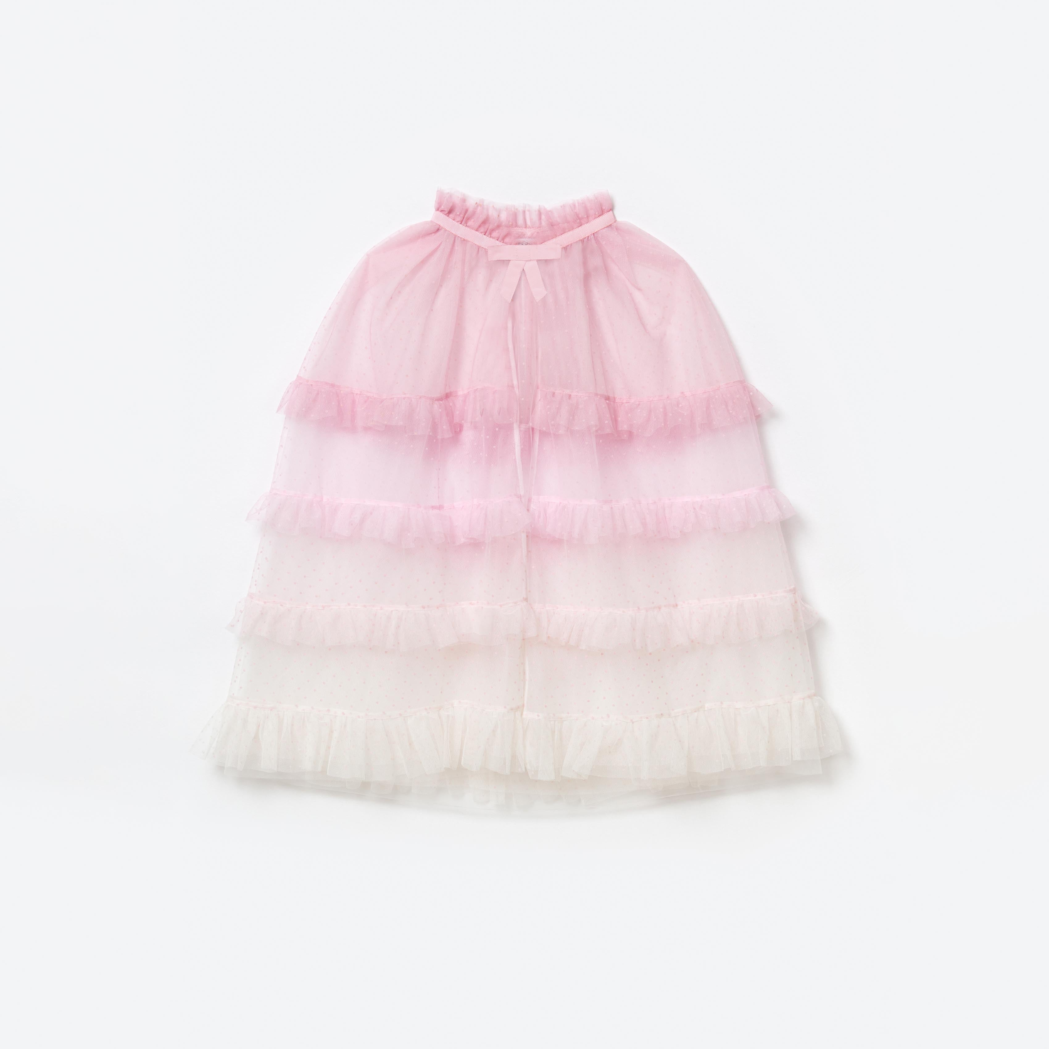 핑크 메시 도트 케이프