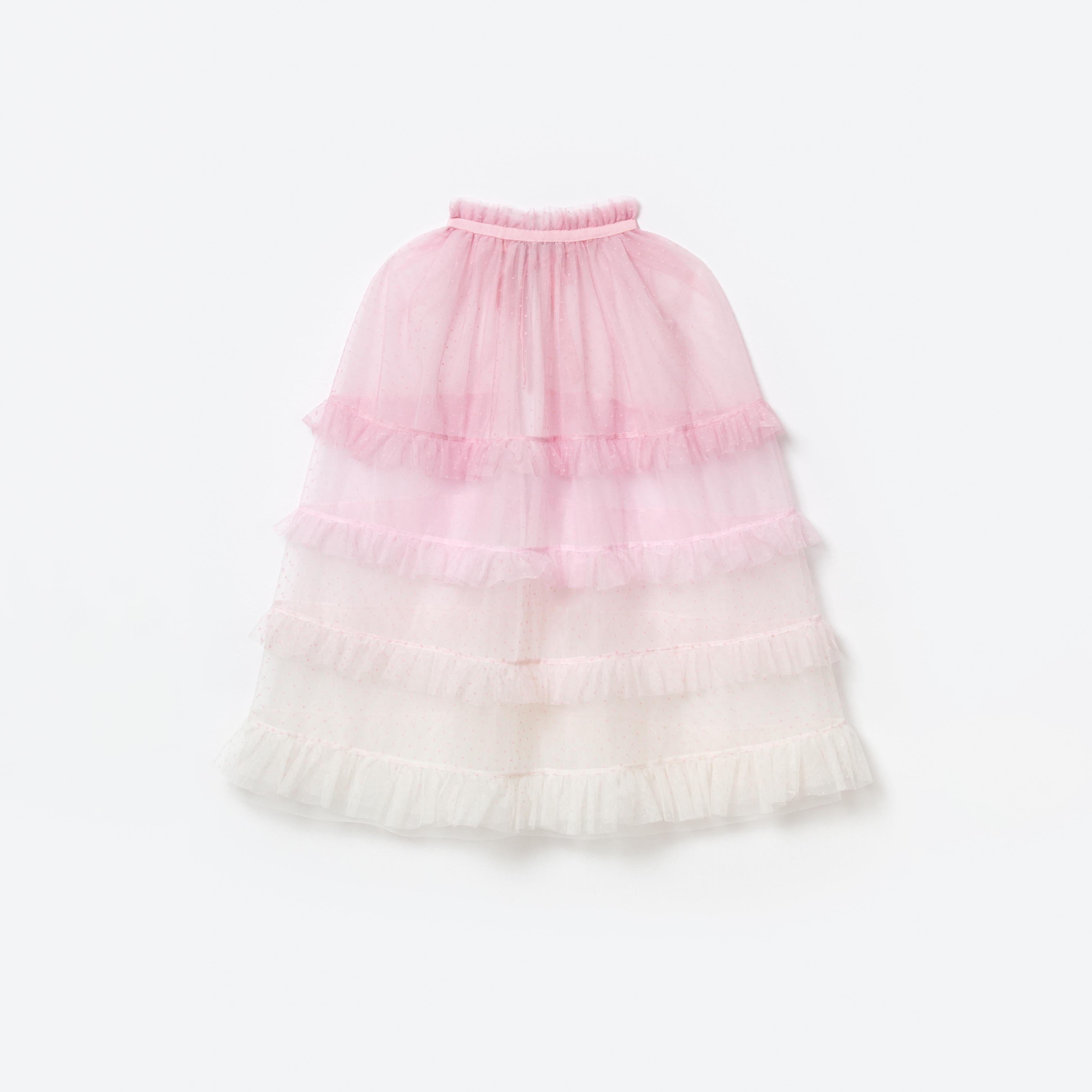 핑크 메시 도트 케이프