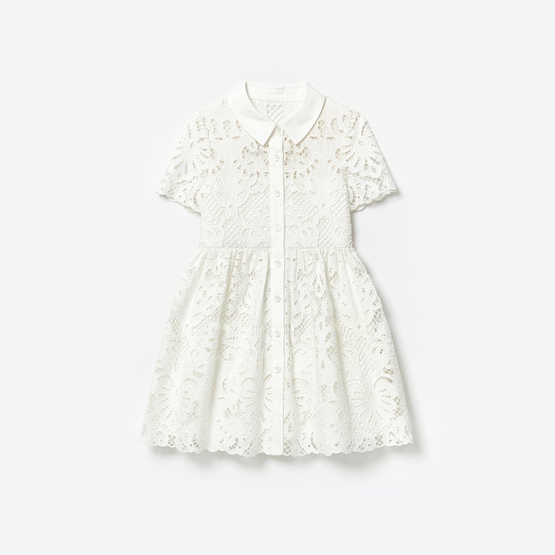 White Cotton Lace Mini Dress