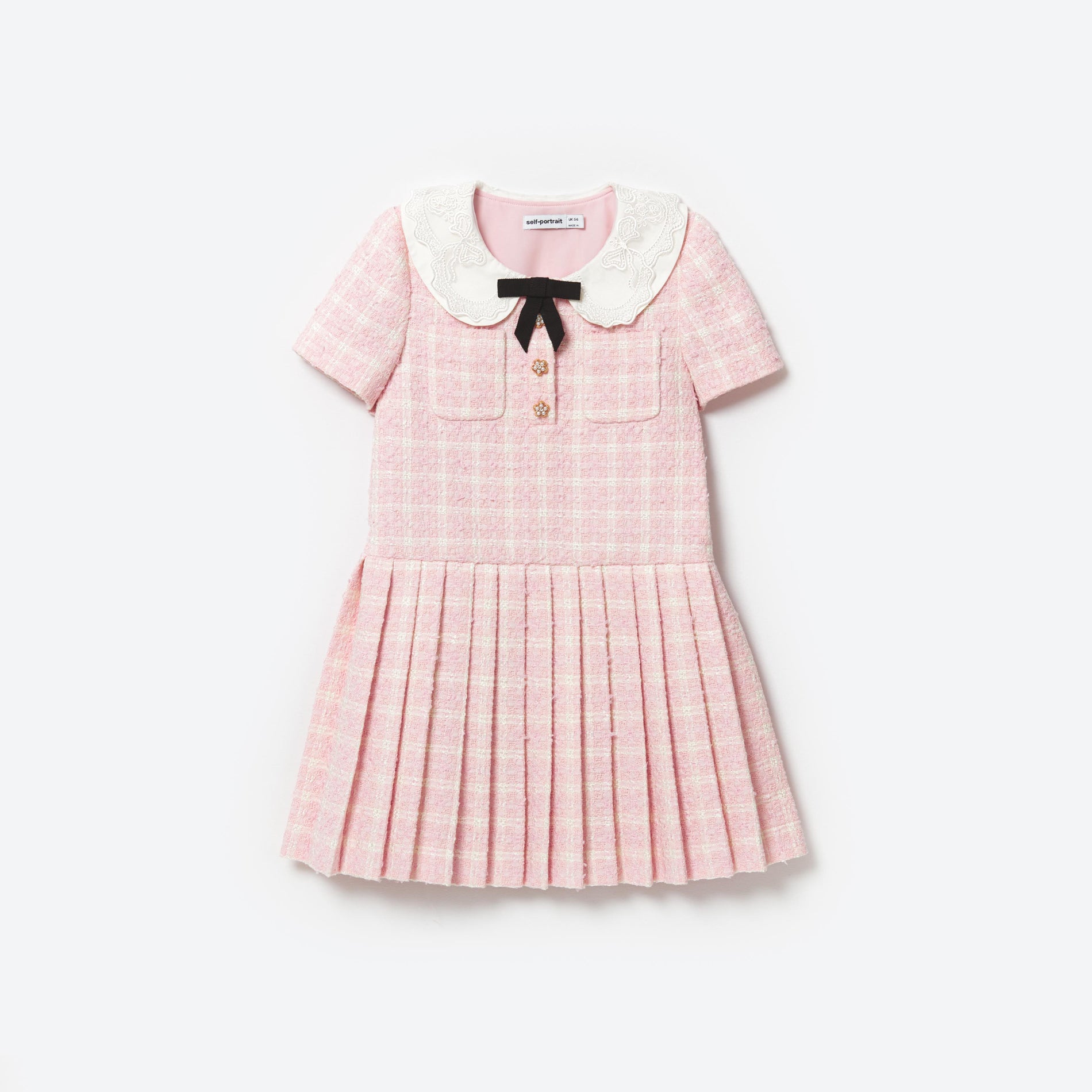 Pink Check Boucle Mini Dress