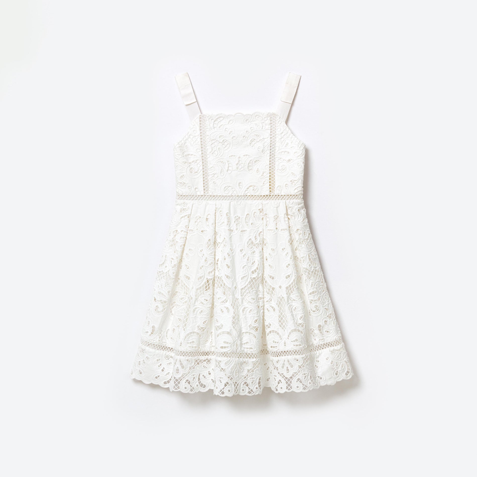 White Cotton Lace Mini Dress