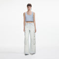 Bleach Wash Denim Cargo Jeans