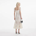 Cream Lace Diamante Bow Midi Dress