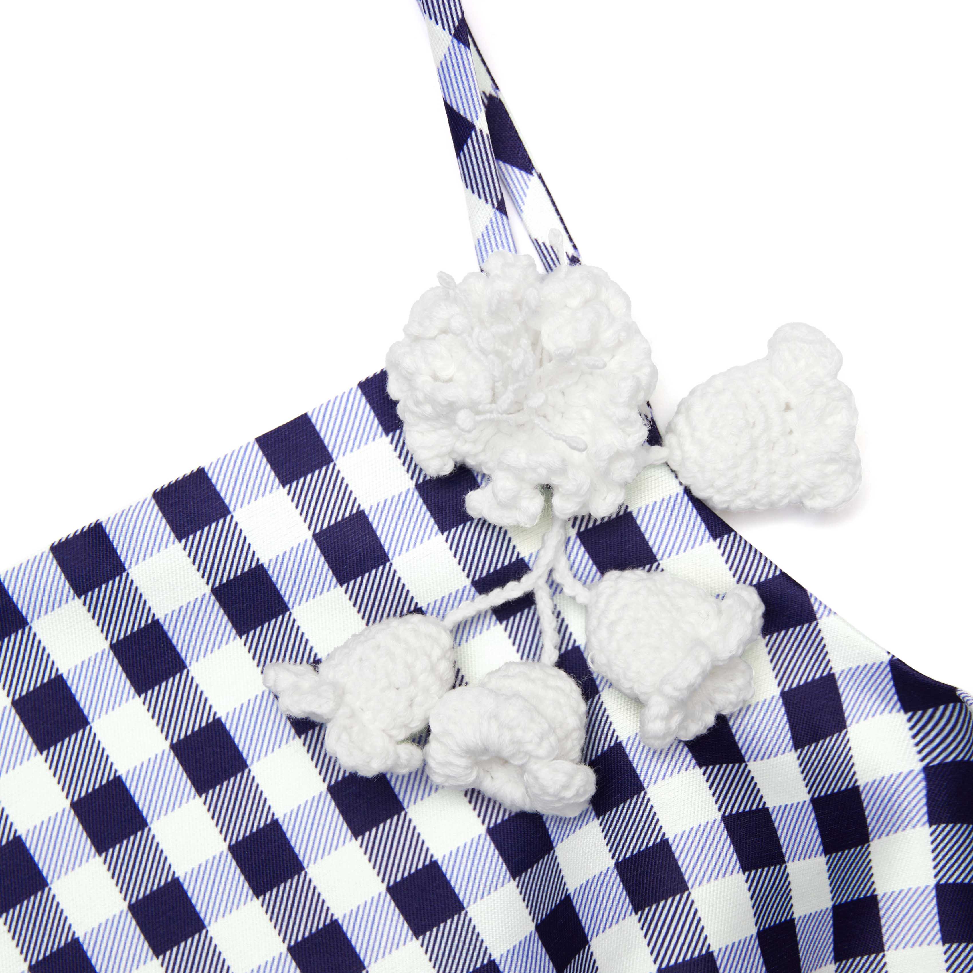 네이비 깅엄 태피터 탑