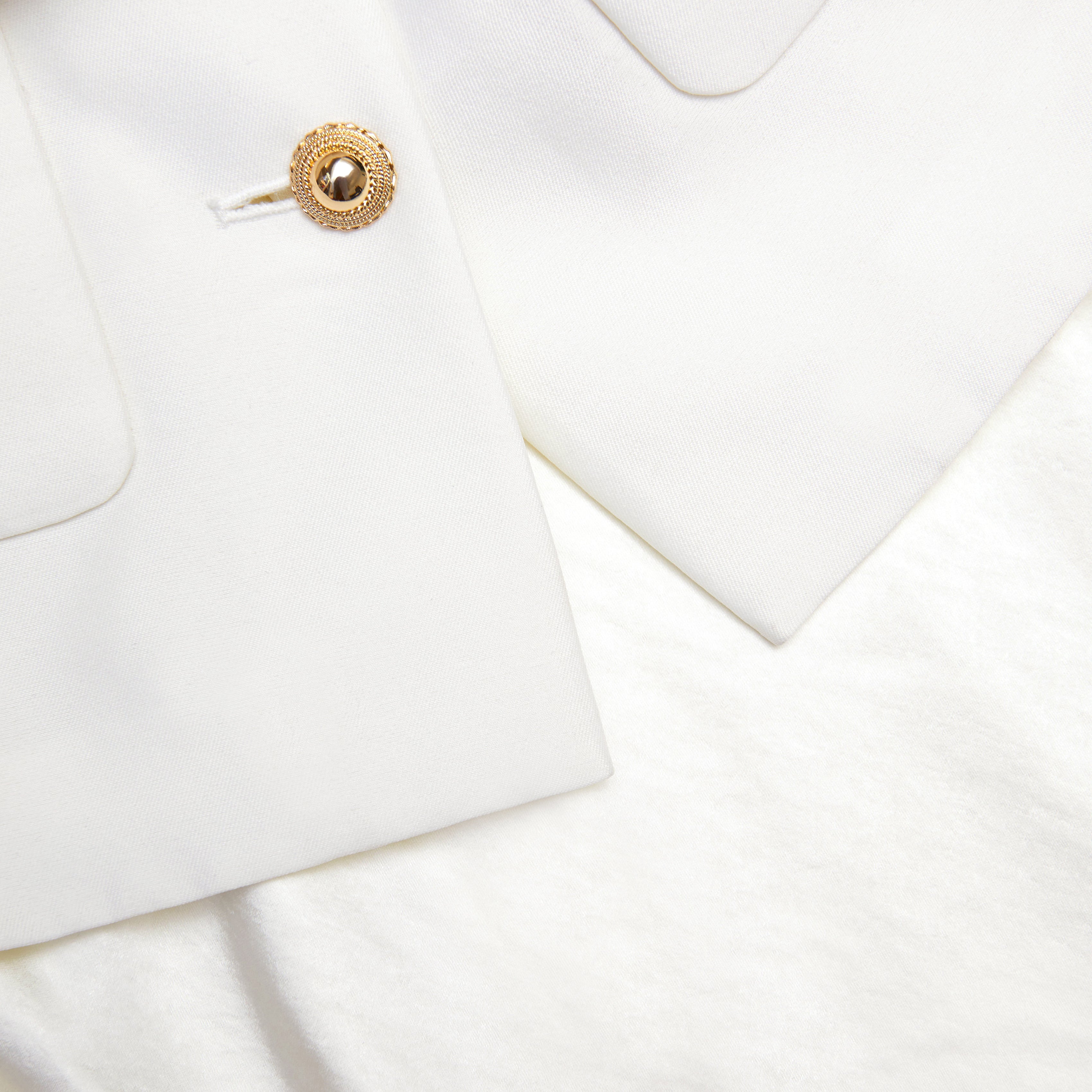 크림색 태피터 체인 벨트 맥시 드레스