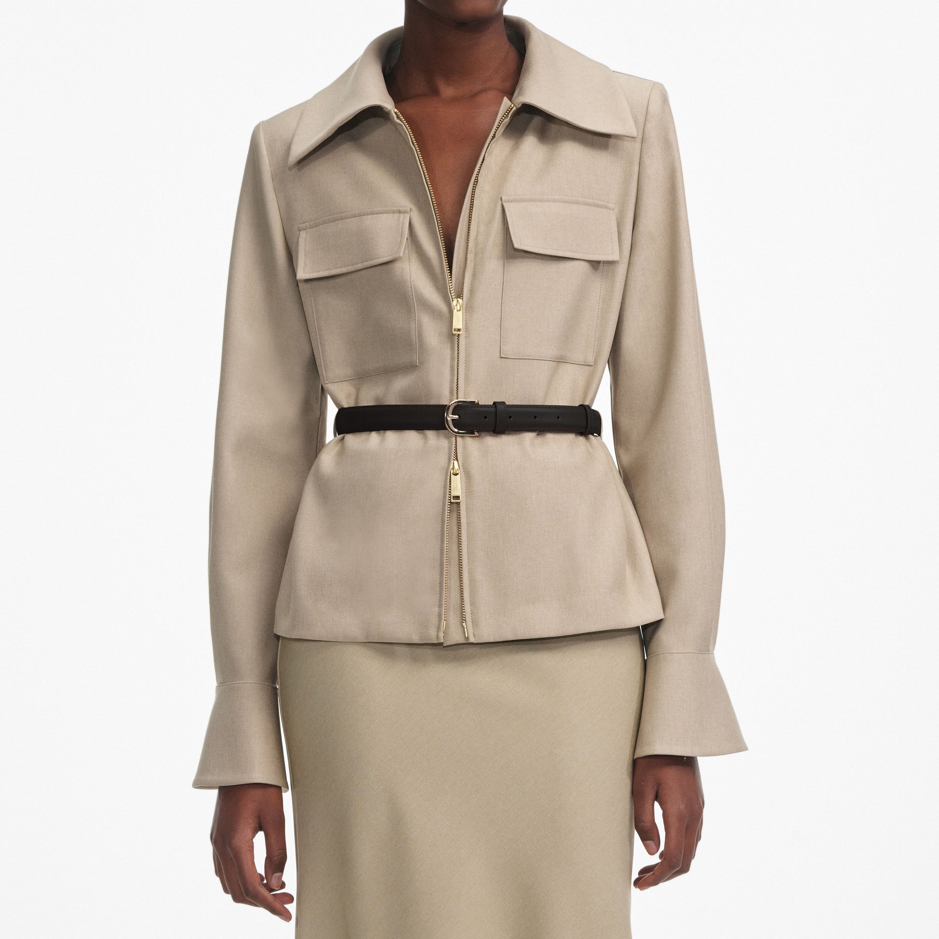 베이지 트윌 맥시 드레스