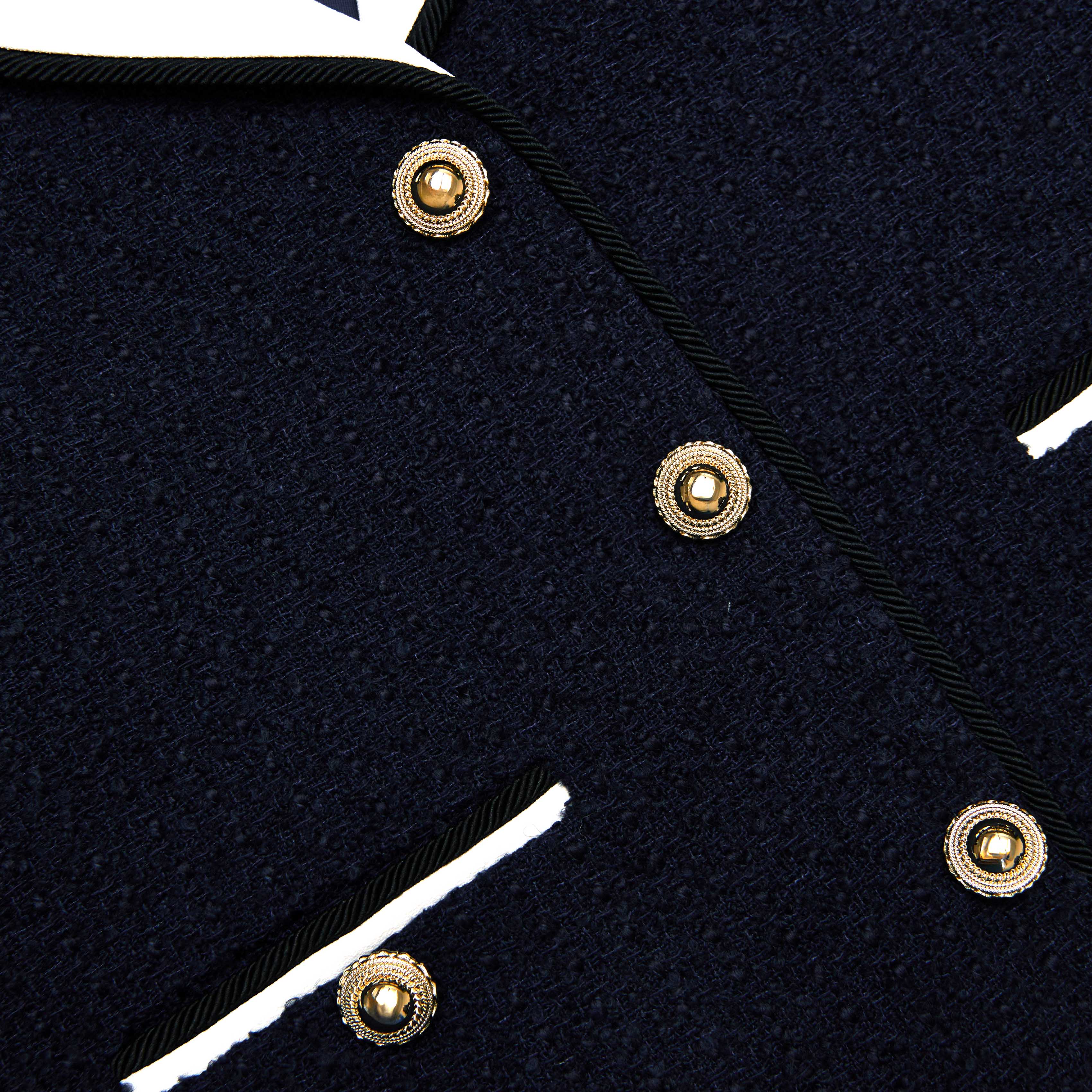 Navy Boucle Contrast Collar Jacket