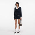 Navy Boucle Contrast Collar Jacket