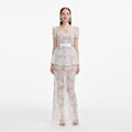 White Tulle Lace Maxi Dress