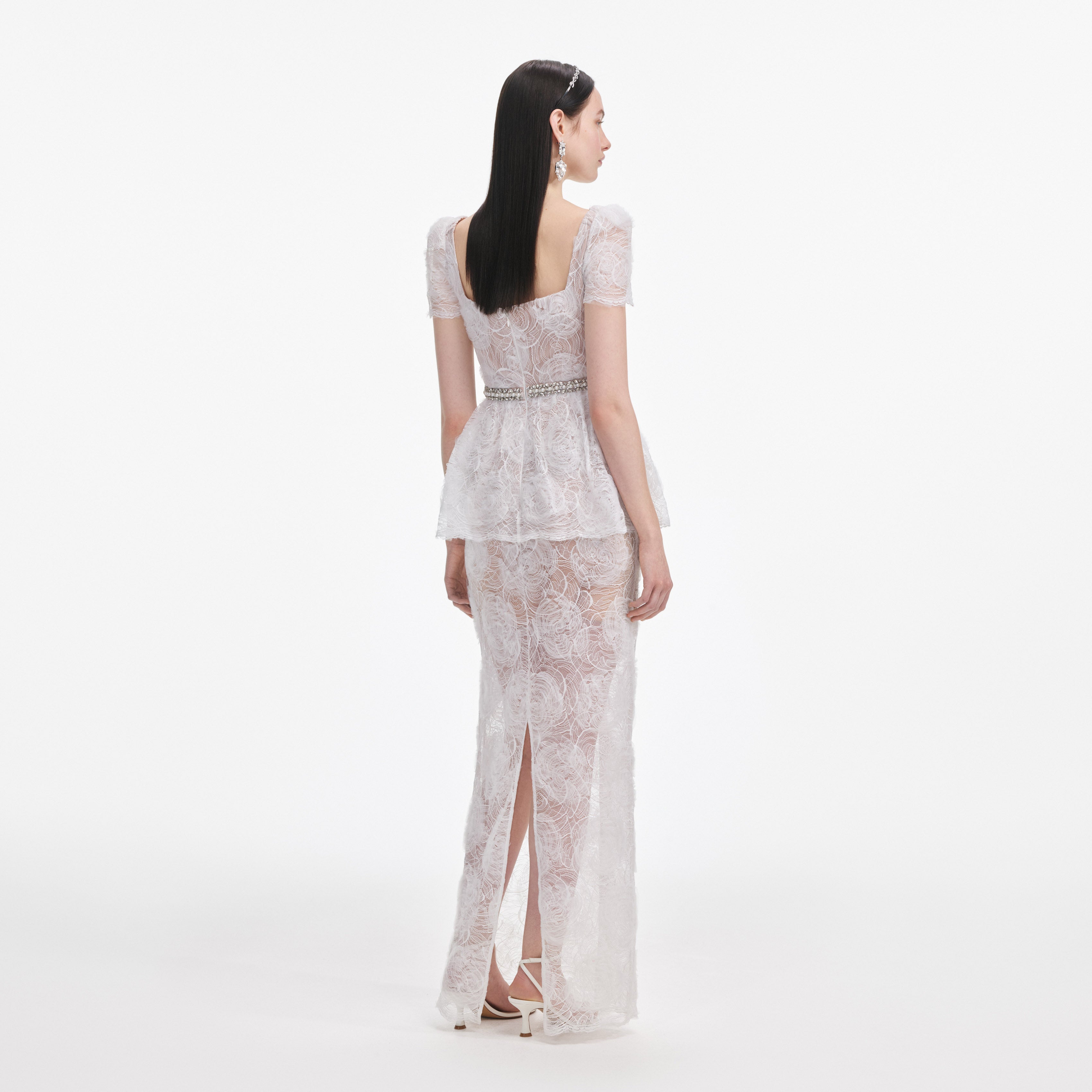 White Tulle Lace Maxi Dress