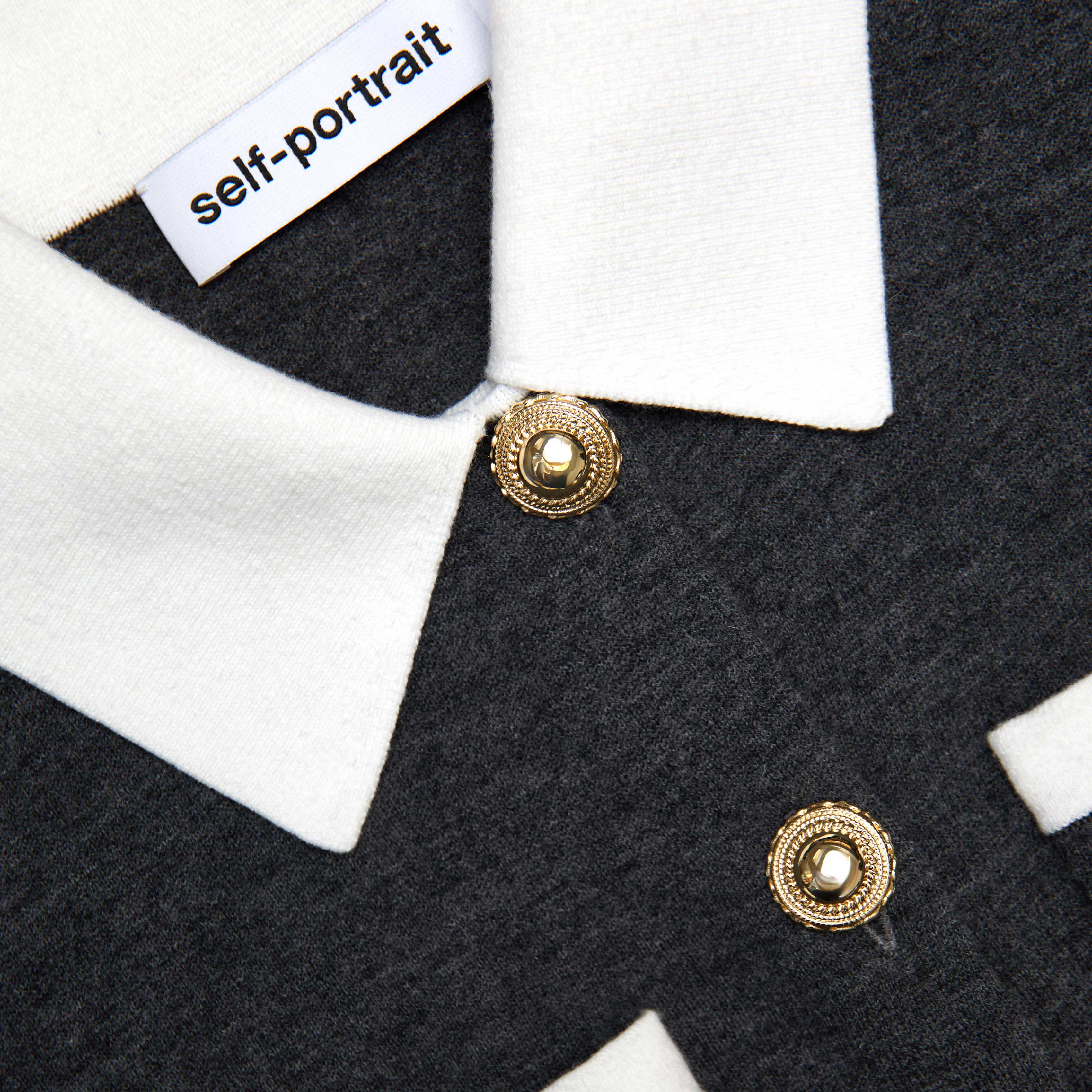 그레이 콘트라스트 칼라 카디건