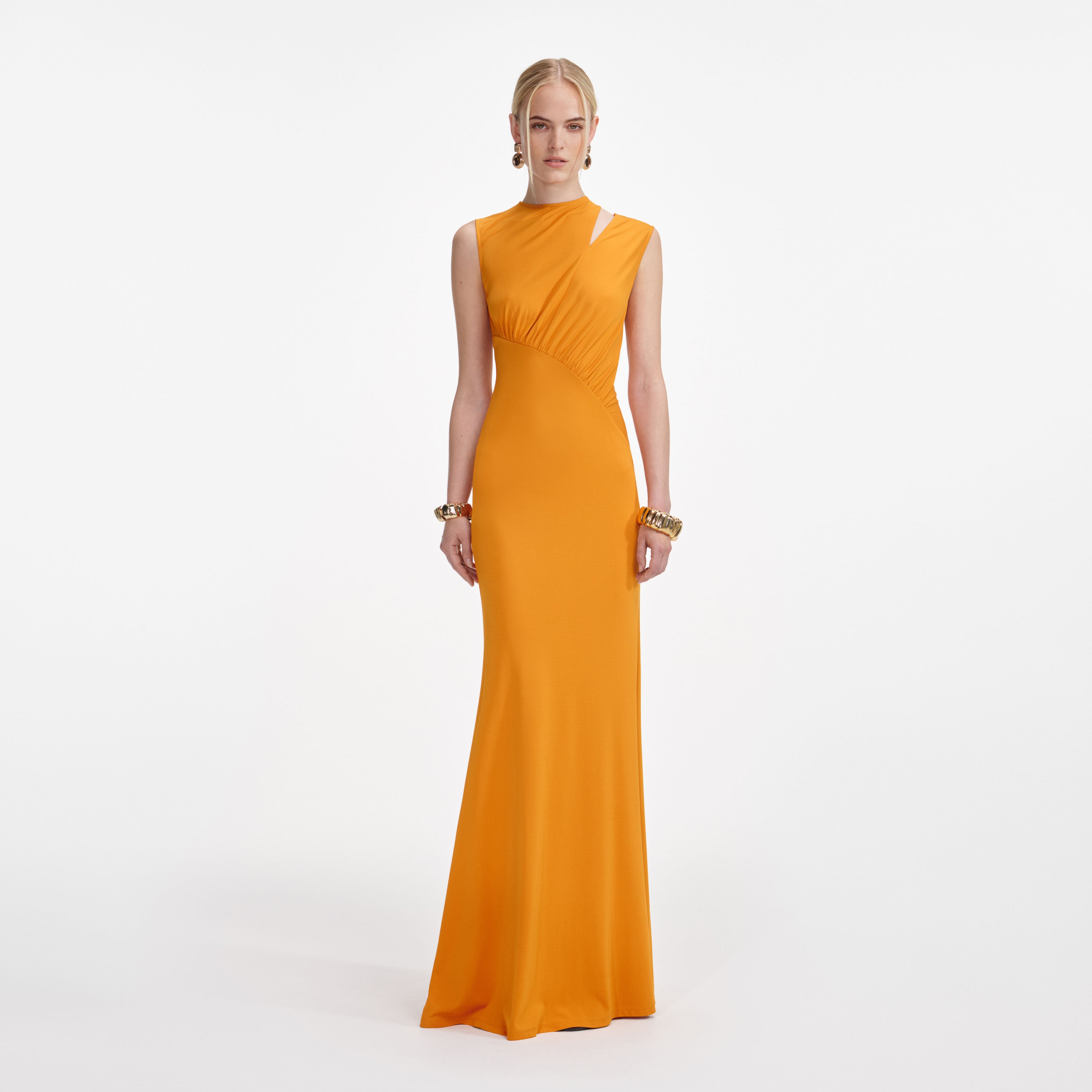 Burnt Orange Jersey Cut Out Maxi Dress self-portrait Burnt Orange Jersey Cut Out Maxi Dress self-portrait